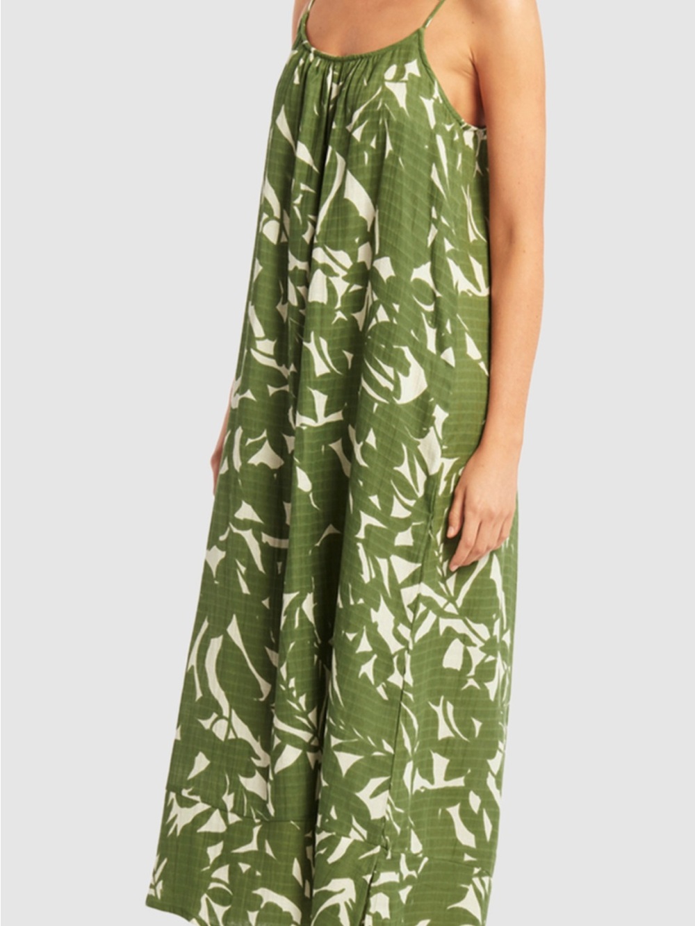 Sea Level Australia Green Leaf-Print Sleeveless Swim Coverup Maxi